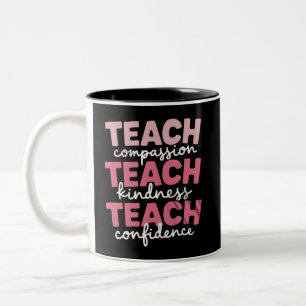 Caneca De Café Em Dois Tons Ensine Vida de Professor Fofo Educação Inspiradora