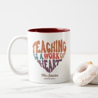 Caneca De Café Em Dois Tons Ensino é uma Obra do Melhor Professor de Coração
