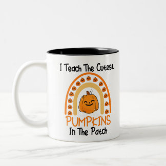 Caneca De Café Em Dois Tons Ensino Os Pumpkins Mais Bonitos No Patch Rainbow