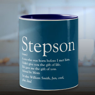 Caneca De Café Em Dois Tons Enteado Diversão Tipográfica Azul