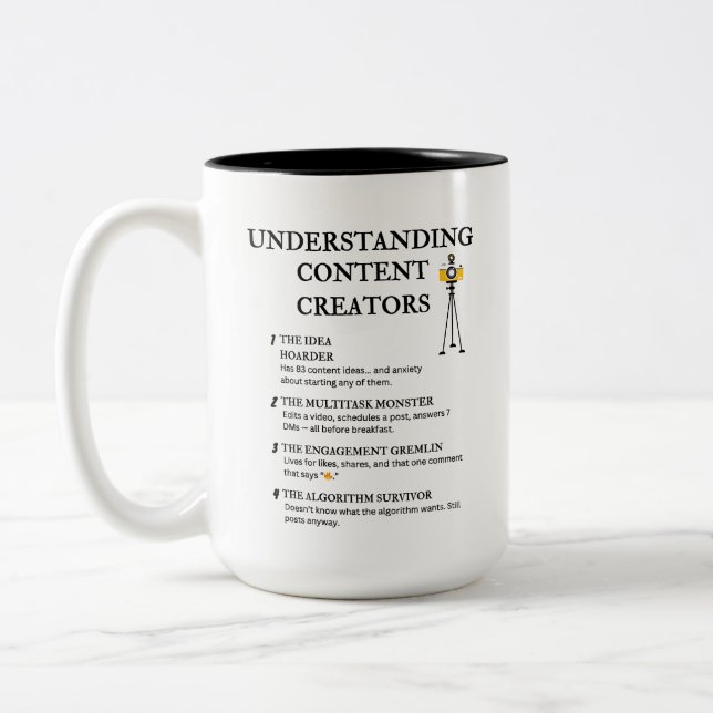 Caneca De Café Em Dois Tons Entendendo Criadores de Conteúdo (Esquerda)