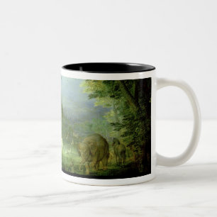 Caneca De Café Em Dois Tons Enterre ou o paraíso terrestre, detalhe de Adam e
