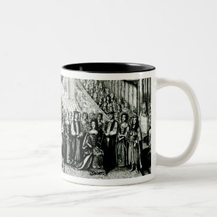 Caneca De Café Em Dois Tons Enthroning do rei James II e do Queen Mary