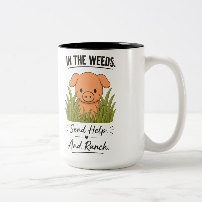 Caneca De Café Em Dois Tons Envie Ajuda. E Ranch (Direita)
