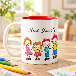 Caneca De Café Em Dois Tons Envie o Desenho do Seu Filho Arte Personalizada