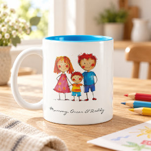 Caneca De Café Em Dois Tons Envie o Desenho do Seu Filho Arte Personalizada