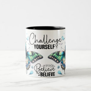 Caneca De Café Em Dois Tons Envoltório de Borboleta Inspirador