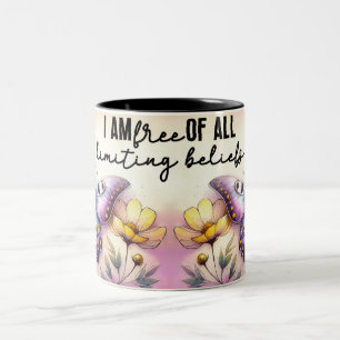 Caneca De Café Em Dois Tons Envoltório de Borboleta Inspirador