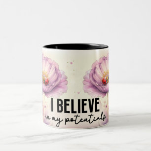 Caneca De Café Em Dois Tons Envoltório de Flor Inspirador