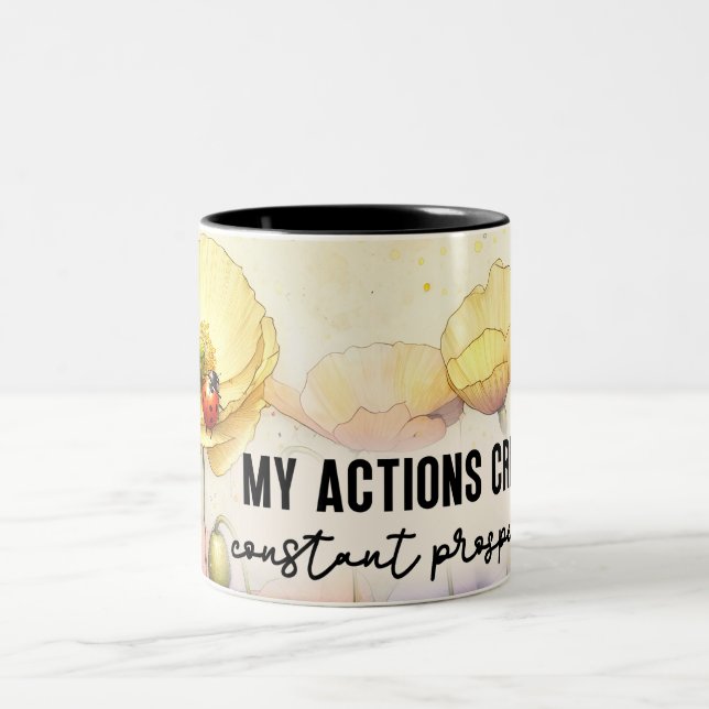 Caneca De Café Em Dois Tons Envoltório de Flor Inspirador (Centro)
