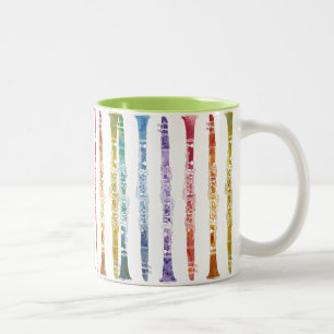 Caneca De Café Em Dois Tons Envoltório do arco-íris do clarinete