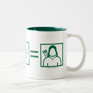 Caneca De Café Em Dois Tons Equação verde da seta da seta  