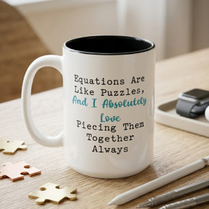Caneca De Café Em Dois Tons Equações Como Puzzles Amam Montá-las