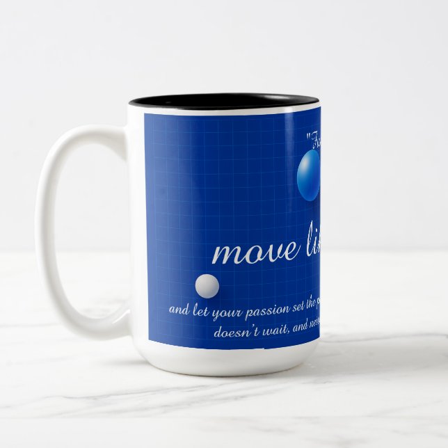 Caneca De Café Em Dois Tons Equilíbrio Celestial em uma Grade Digital (Esquerda)