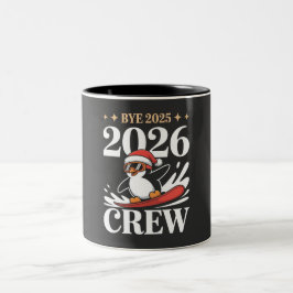 Caneca De Café Em Dois Tons Equipe de Ano Novo 2025 2026 Divertida Amigos