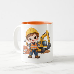 Caneca De Café Em Dois Tons Equipe de Construção Júnior