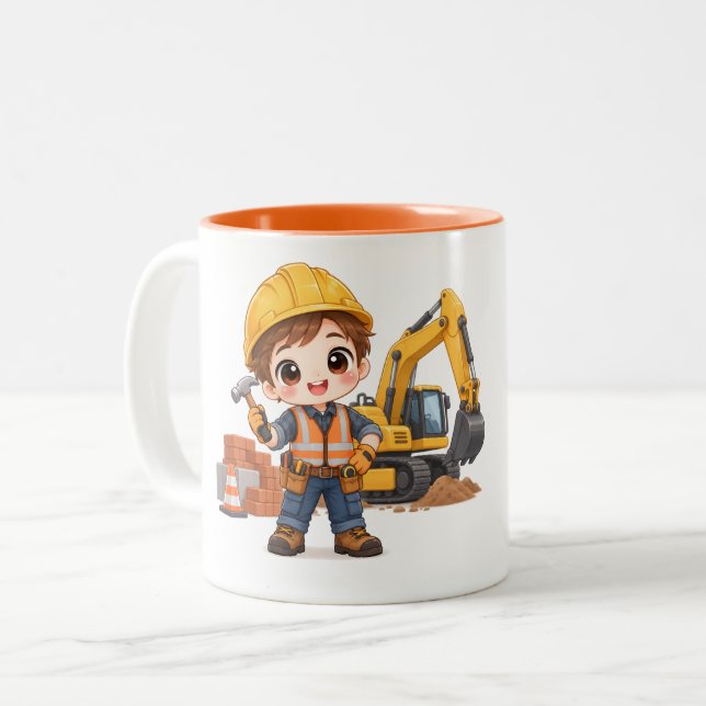 Caneca De Café Em Dois Tons Equipe de Construção Júnior (Frente Esquerda)