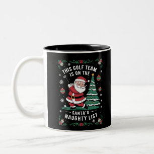 Caneca De Café Em Dois Tons Equipe De Golf Está Na Lista De Papais noeis, Papa