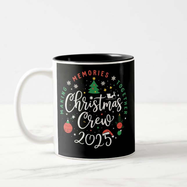 Caneca De Café Em Dois Tons Equipe de Natal 2025 Família Combinando Natal  (Esquerda)