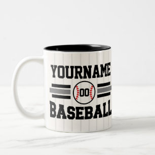 Caneca De Café Em Dois Tons Equipe de NOME Personalizada do Jogador de Basebal
