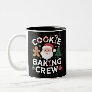 Caneca De Café Em Dois Tons Equipe de Preparação de Biscoitos de Natal Família