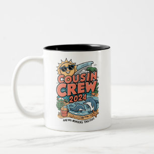 Caneca De Café Em Dois Tons Equipe de primos Viagem de Família à Praia nas Fér