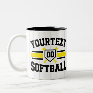Caneca De Café Em Dois Tons Equipe de Varsity do Softball Player de NOME DE AD