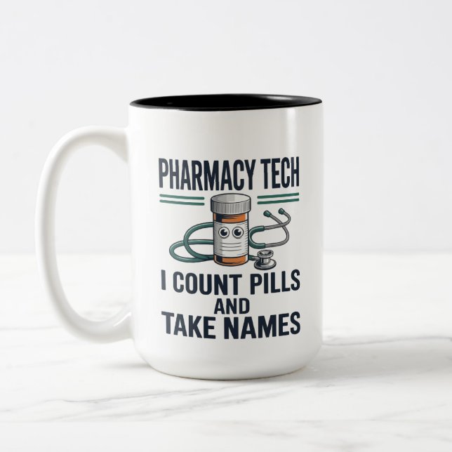 Caneca De Café Em Dois Tons Equipe Divertida de Técnicos de Farmácia CPhT Assi (Esquerda)
