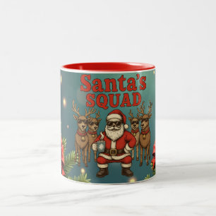 Caneca De Café Em Dois Tons Equipe do Papai Noel Feliz Natal