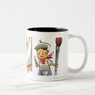 Caneca De Café Em Dois Tons Equipe guardarar um pincel e uma posição por uma