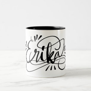 Caneca De Café Em Dois Tons Erika - Tumg com letra pessoal, com nome