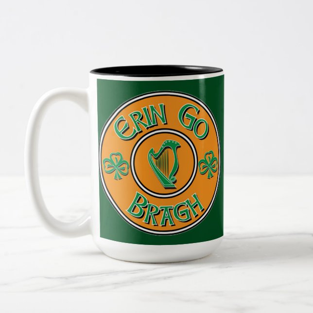 Caneca De Café Em Dois Tons Erin Go Bragh Irish Logo Mug (Esquerda)