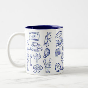 Caneca De Café Em Dois Tons Esboço de Vida Mediterrânea