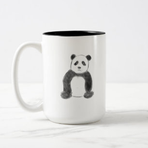 Caneca De Café Em Dois Tons Esboço do panda branco e preto