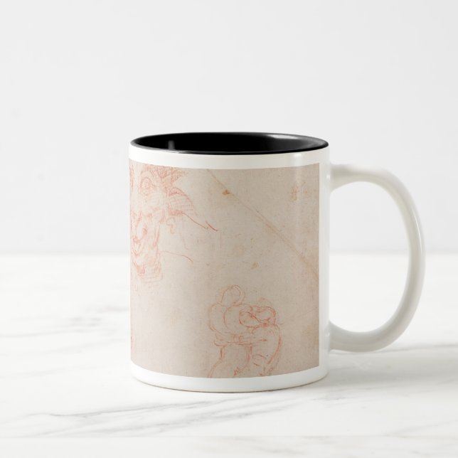 Caneca De Café Em Dois Tons Esboços W.33 das caras dos satyrs (Direita)