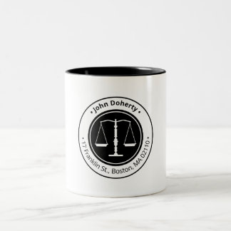 Caneca De Café Em Dois Tons Escalas elegantes da empresa de advocacia de