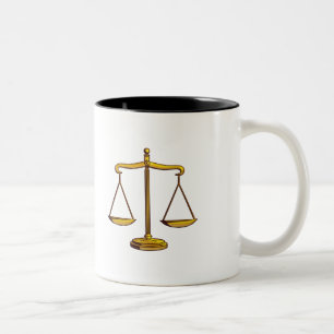 Caneca De Café Em Dois Tons Escalas elegantes de justiça