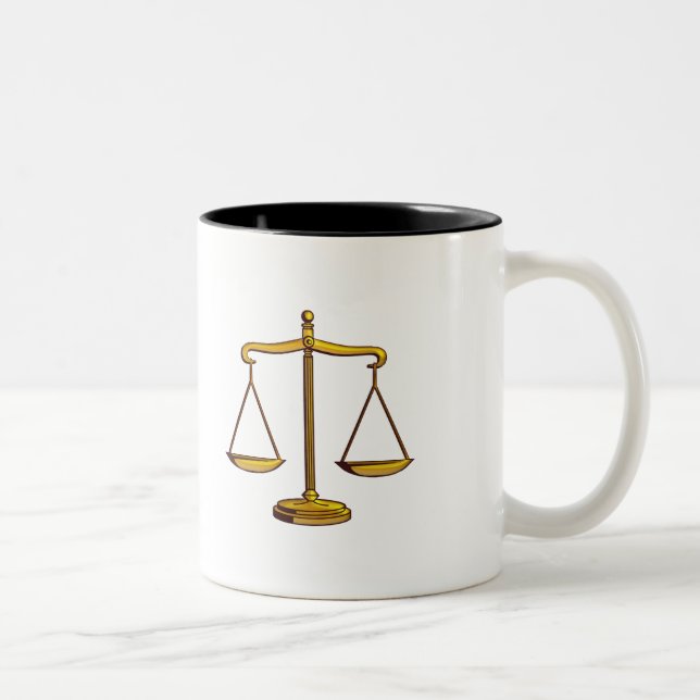 Caneca De Café Em Dois Tons Escalas elegantes de justiça (Direita)