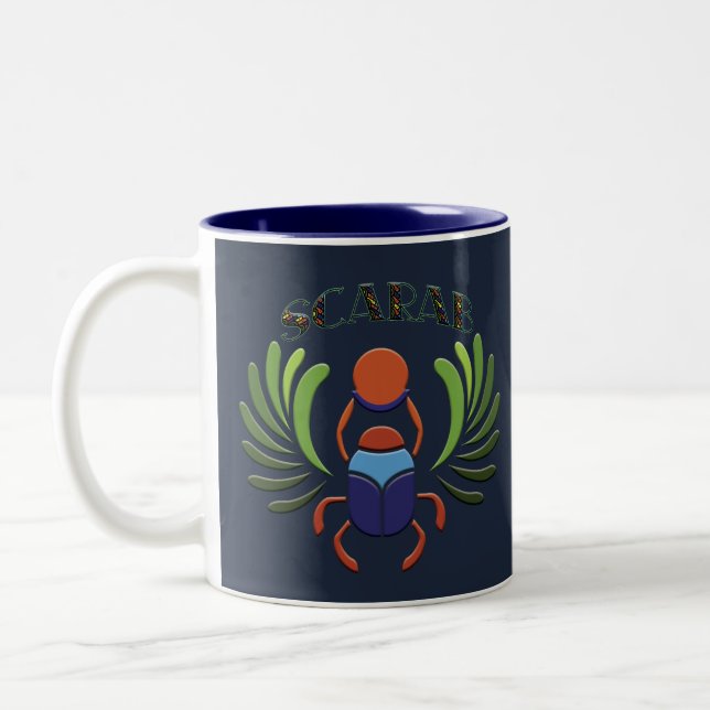 Caneca De Café Em Dois Tons Escaravelho Egípcio. Antigo Egito Clássico (Esquerda)