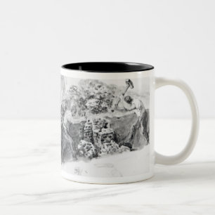 Caneca De Café Em Dois Tons Escavando um furo para as fundações