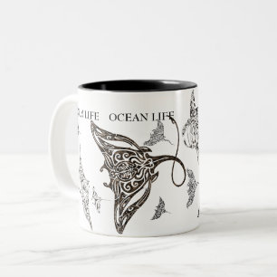 Caneca De Café Em Dois Tons Escola da VIDA do OCEANO do manta-raio
