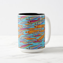 Caneca De Café Em Dois Tons Escola de Mug de Peixe Colorida