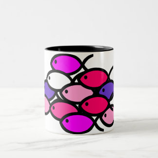 Caneca De Café Em Dois Tons Escola de símbolos cristãos dos peixes - rosa