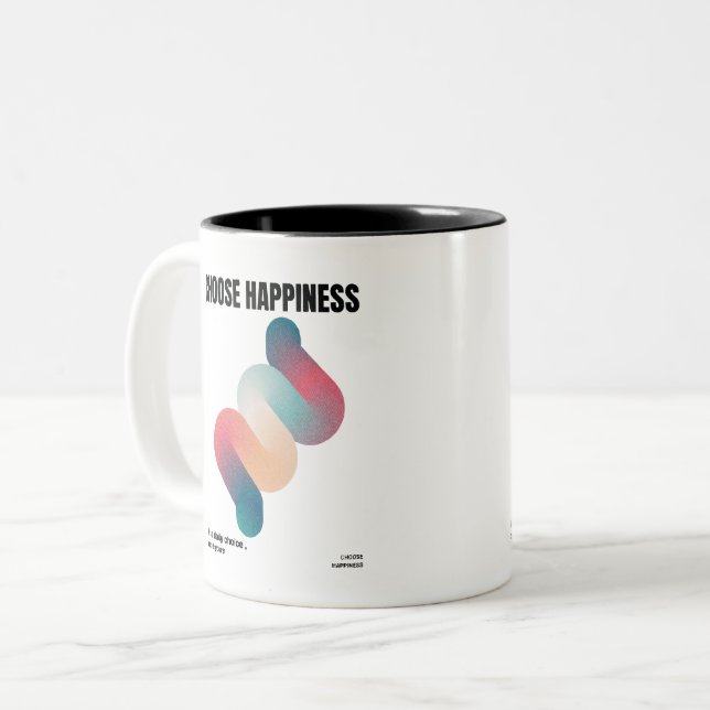 Caneca De Café Em Dois Tons Escolha a Felicidade (Frente Esquerda)