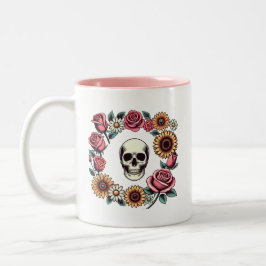 Caneca De Café Em Dois Tons Escolha o Caveira de Joy e Flores