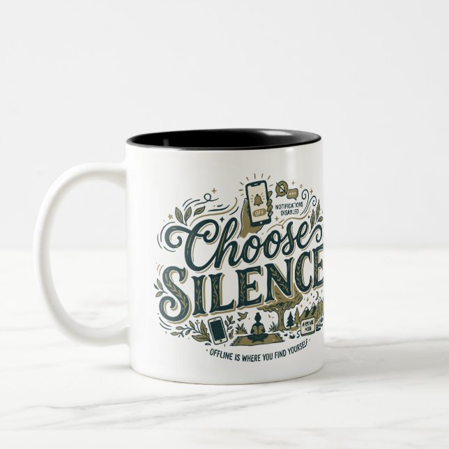 Caneca De Café Em Dois Tons Escolha o Silêncio (Esquerda)