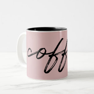 Caneca De Café Em Dois Tons Escrita Minimalista "café" Cor-de-rosa-claro
