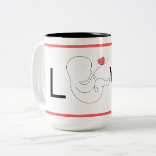Caneca De Café Em Dois Tons Escrita para a menina, amor de coração rosa,
