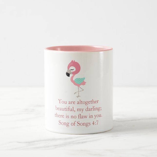 Caneca De Café Em Dois Tons Escritura bonito de Flamingo Rosa (Centro)