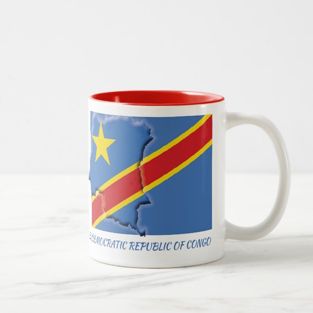 Caneca De Café Em Dois Tons Escritura de MAPA de FLAG CONGO personalizada (Direita)